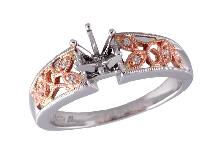 E222-13554: G042-12672 W/ ROSE GOLD INSERT .04 TW