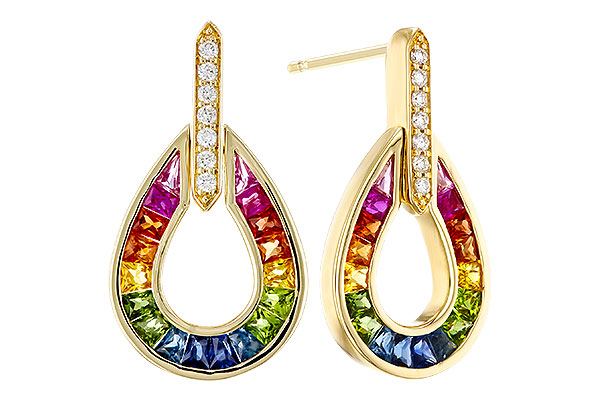 L311-21762: EARRINGS 1.18 MULTI-COLOR SAPP 1.25 TGW